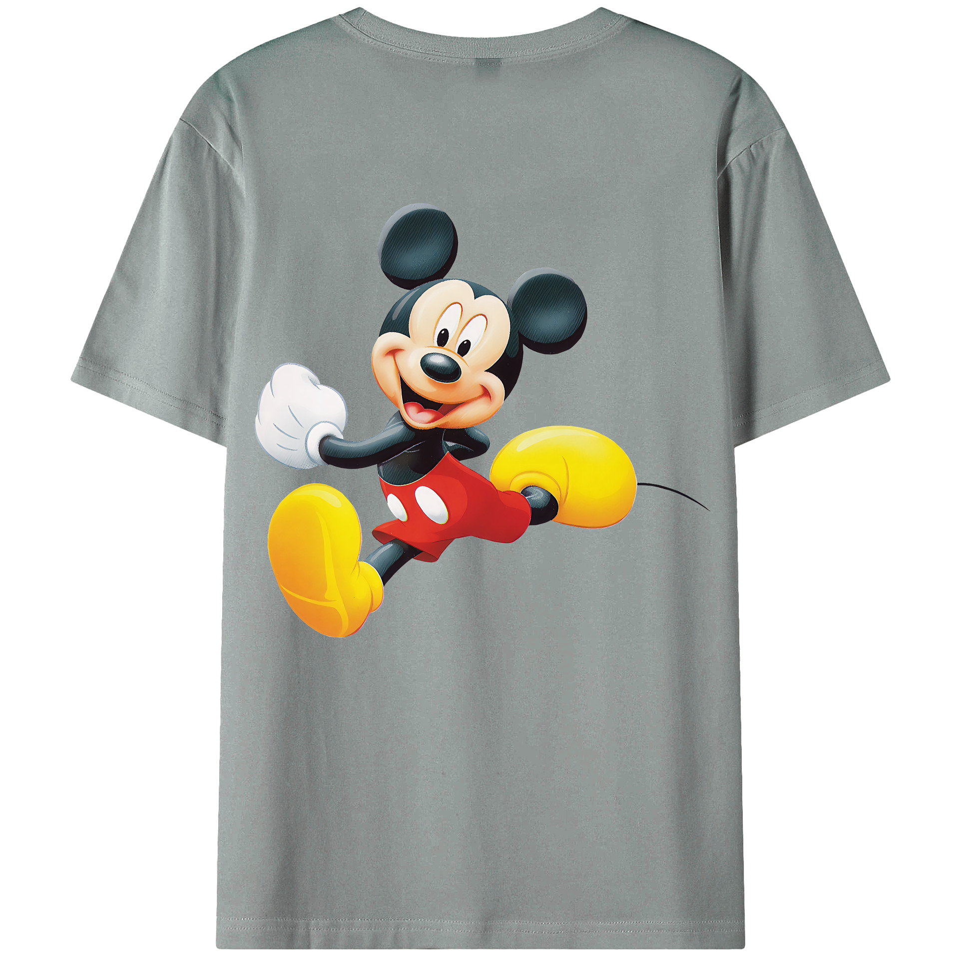 （画像用） ミッキーマウス Mickey Mouse 綿100％ メンズ半袖Tシャツ（バックプリント） 通気性